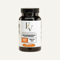 Supplement bottle with a white label on a white background