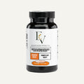 Supplement bottle with a white label on a white background