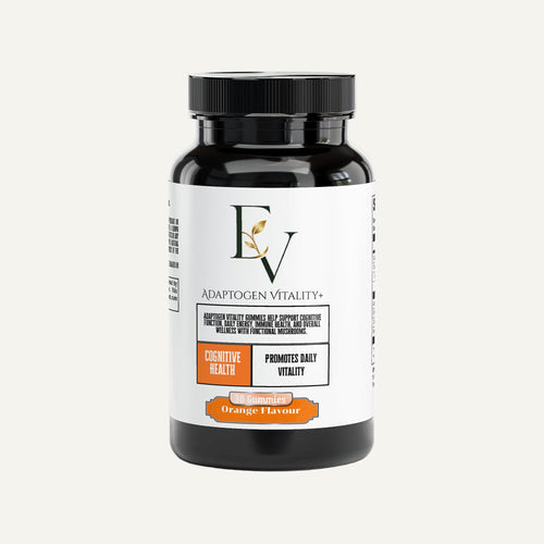 Supplement bottle with a white label on a white background