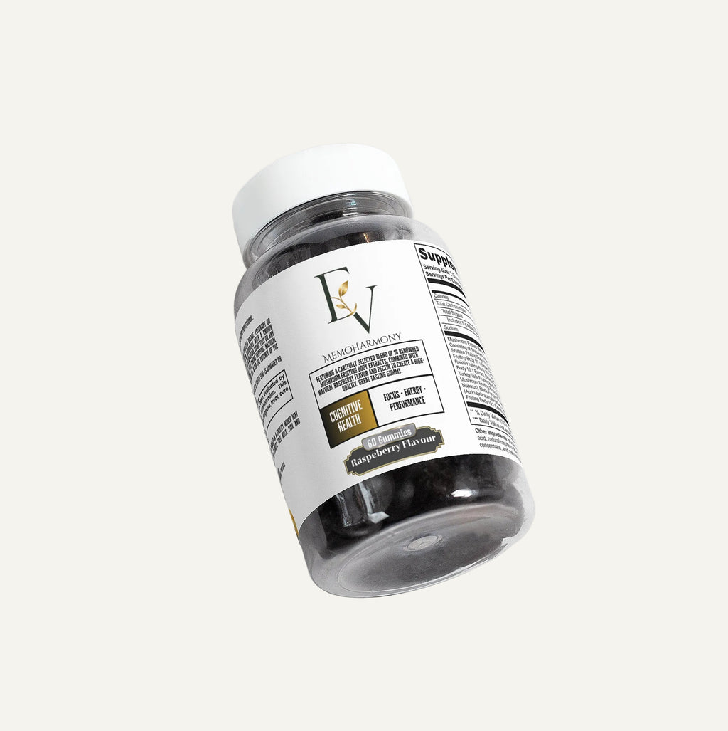 Bottle of raspberry-flavored supplement with label on a white background